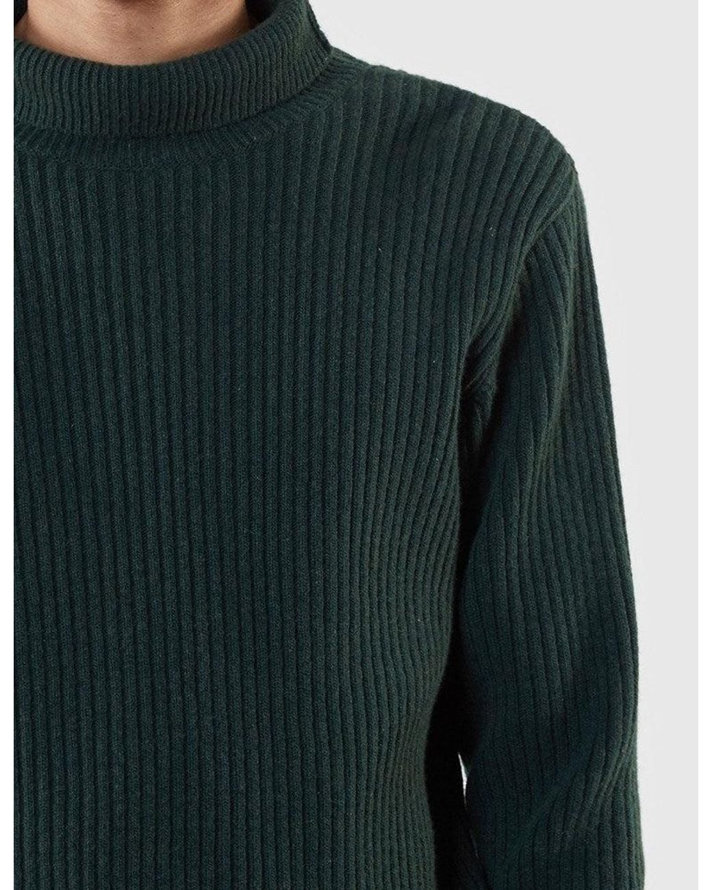 Oliver Spencer Green Rib Knit Roll Neck for men