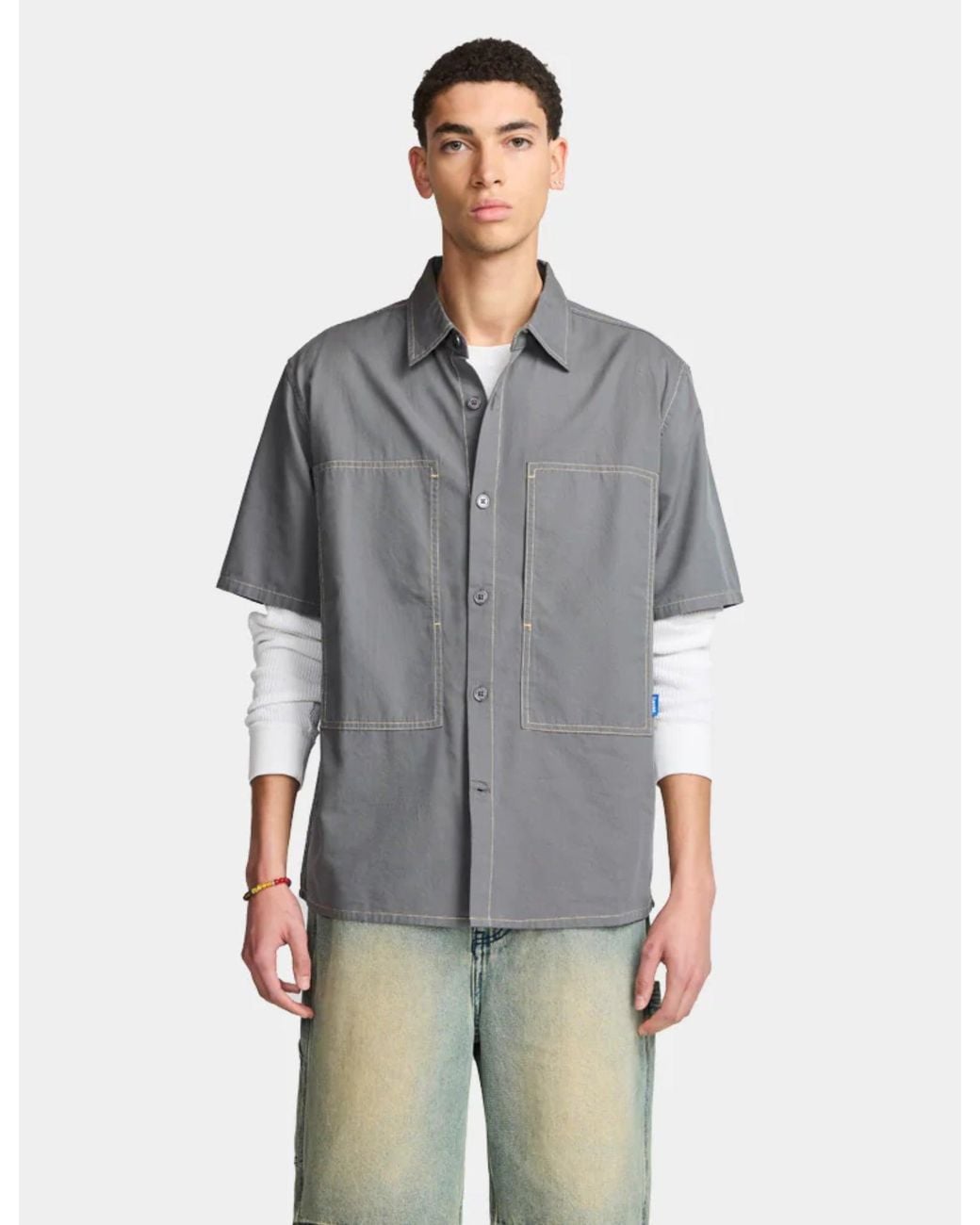 Larriet Gray Cliff Short Sleeve Shirt for men