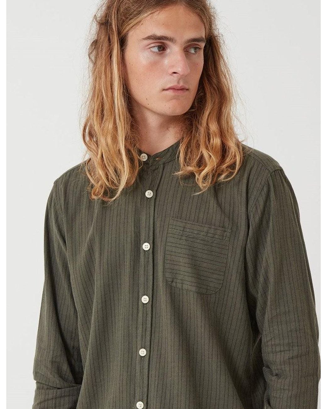 Oliver Spencer Green Grandad Shirt for men