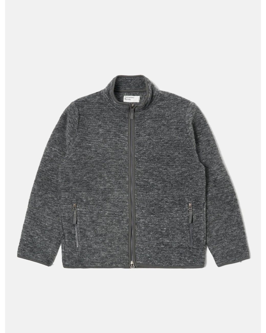 Universal Works Gray Climbing Jacket (Teddy Fleece) for men