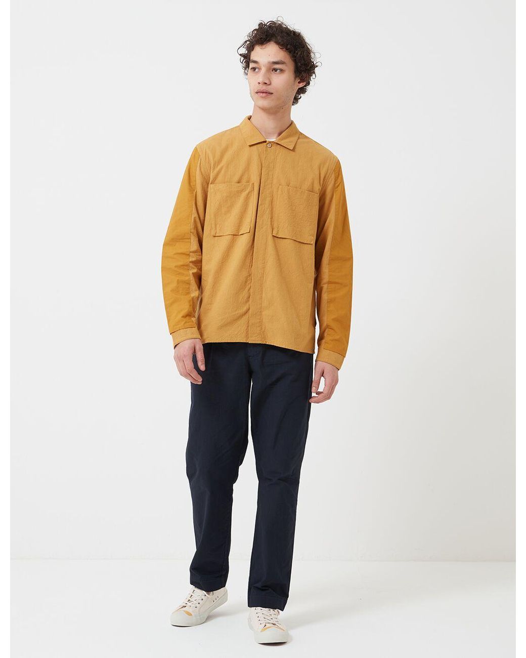 Folk Blue Folk Overlay Overshirt for men