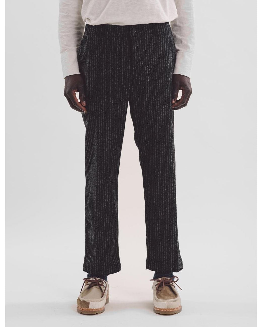 YMC Gray Hand Me Down Stripe Trousers (Wool) for men