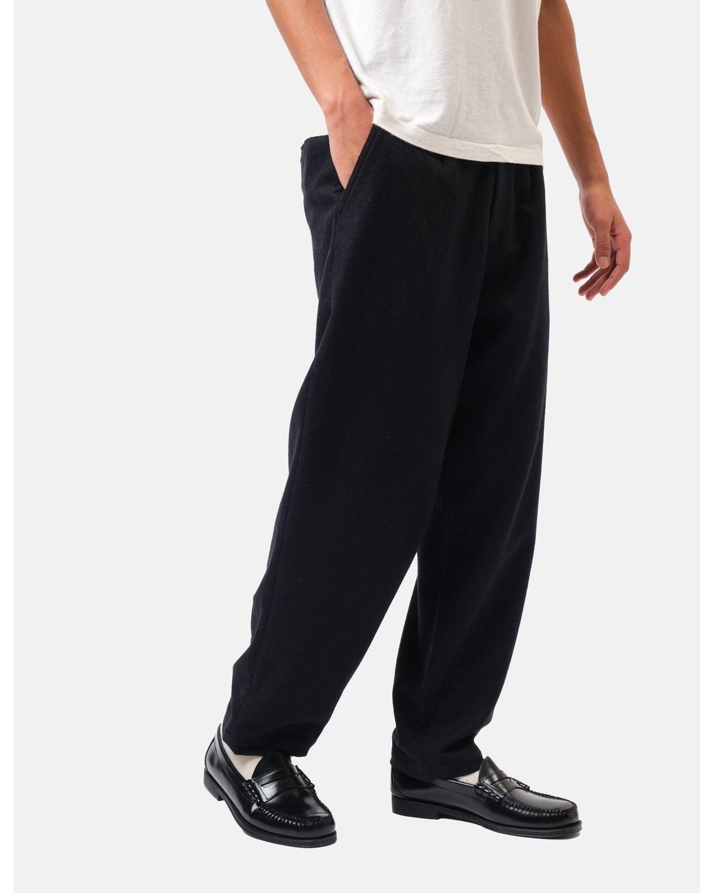 Barbour Black Wool Blend Relaxed Trousers for men
