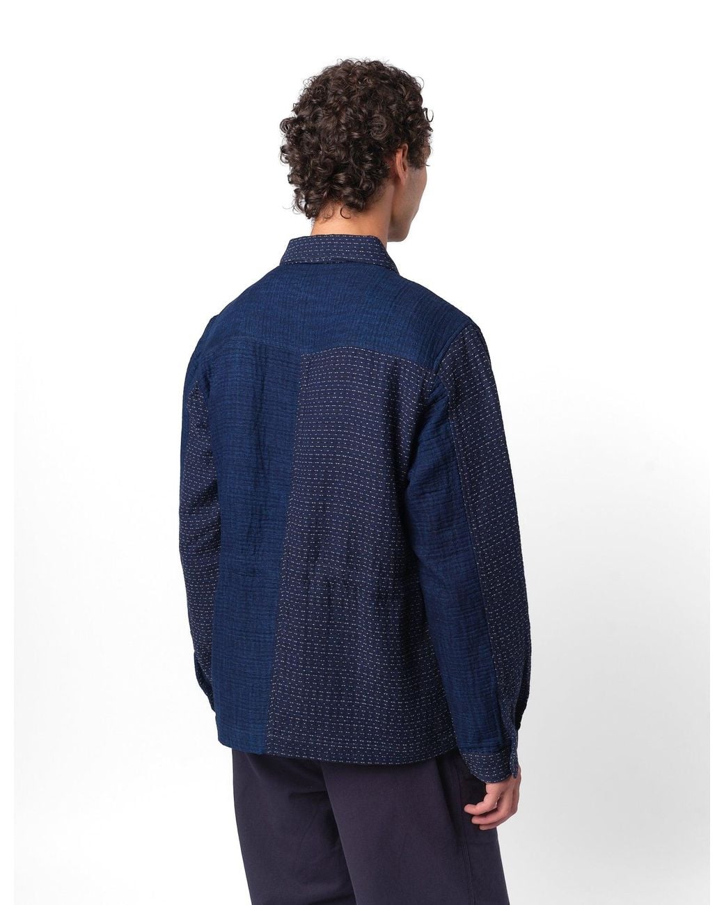 Folk Blue Assembly Patchwork Waffle Jacket for men