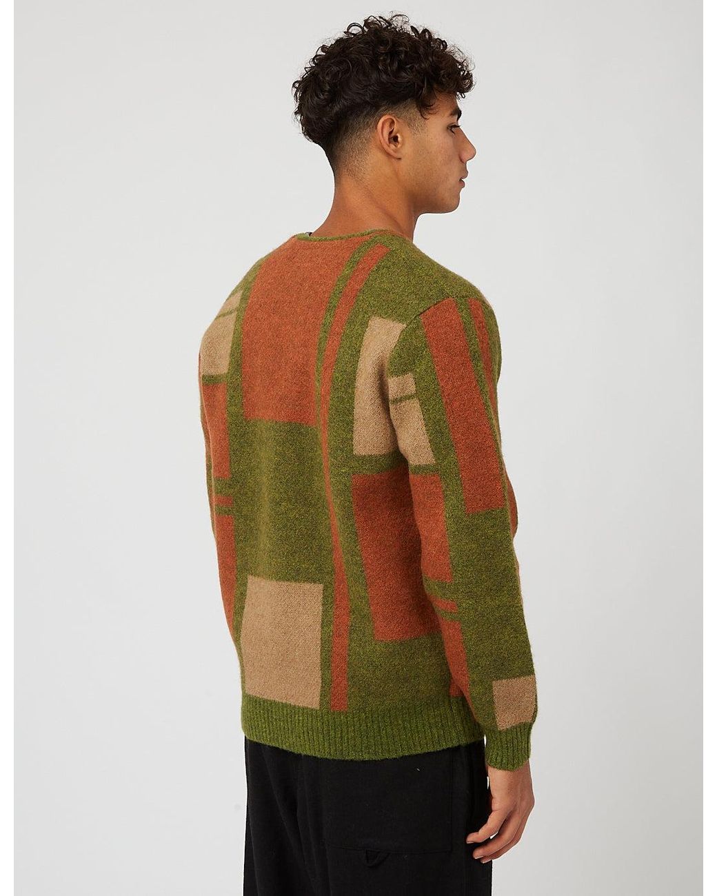 Beams Plus Panel Pattern Shaggy Cardigan in Green for Men | Lyst