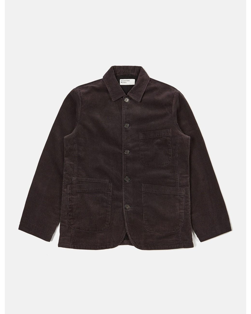 Universal Works Black Bakers Chore Jacket (Cord) for men