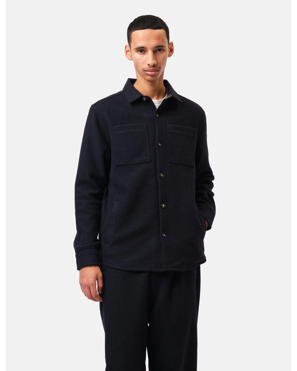 Barbour Blue Marlow Tailored Wool Blend Overshirt for men