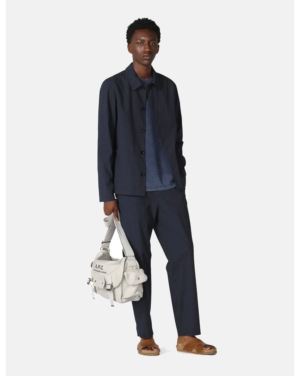 A.P.C. Blue Martin Jacket (Seersucker) for men