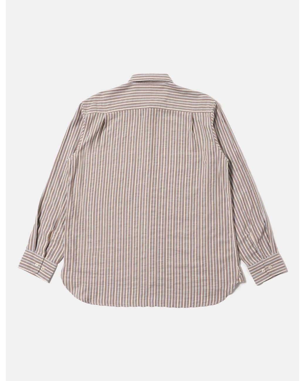 Universal Works Gray Station Shirt (Madison Stripe) for men