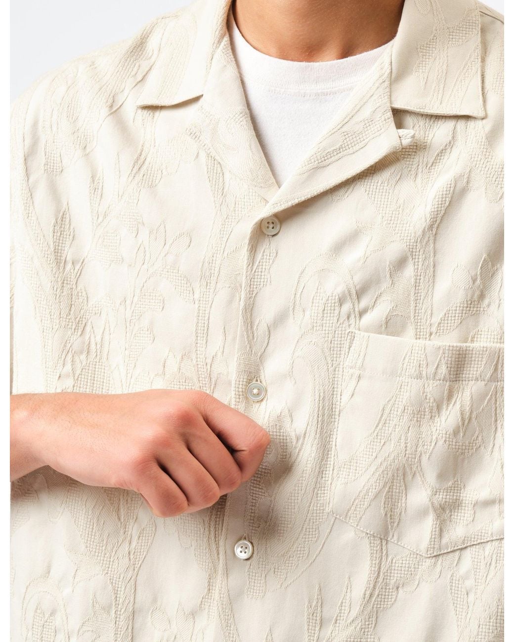 Portuguese Flannel White Summer Paisley Short Sleeve Shirt for men