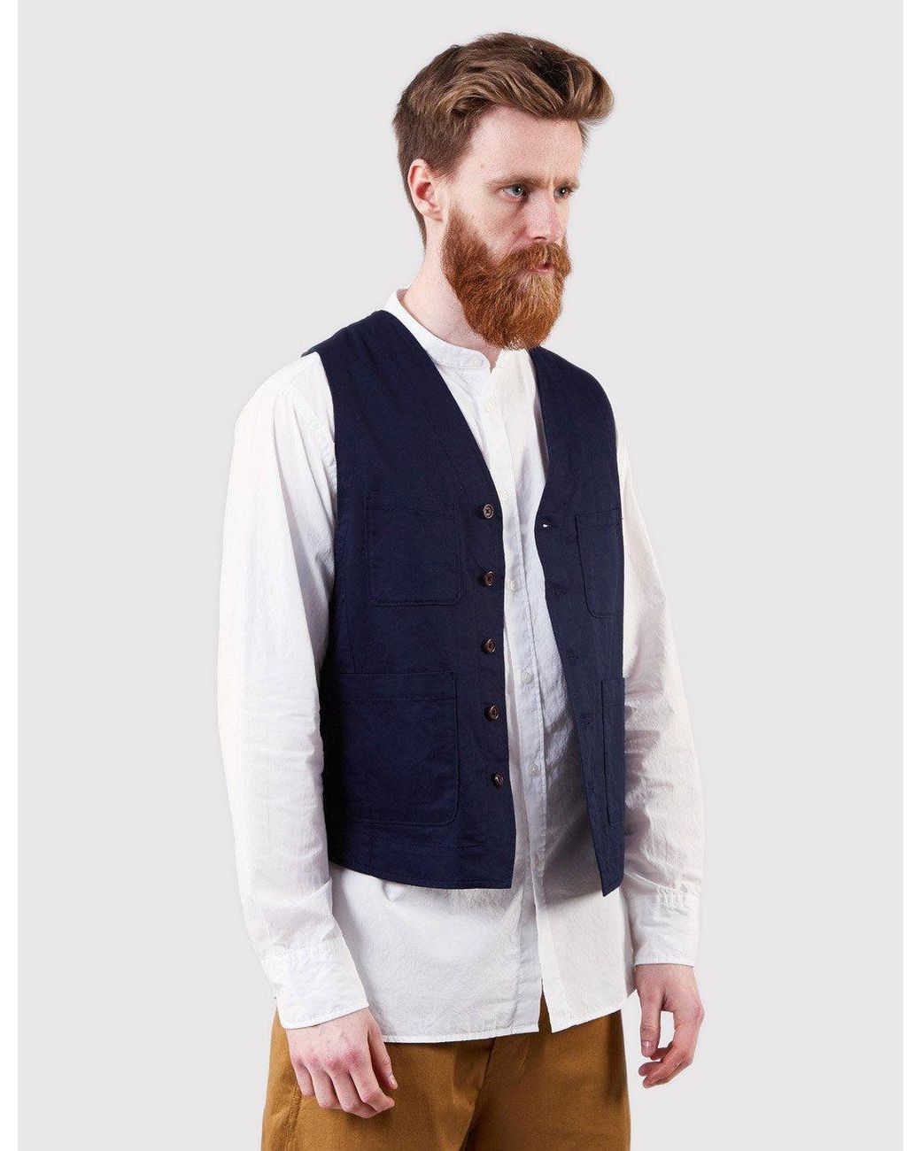 Universal Works Blue Work Waistcoat for men