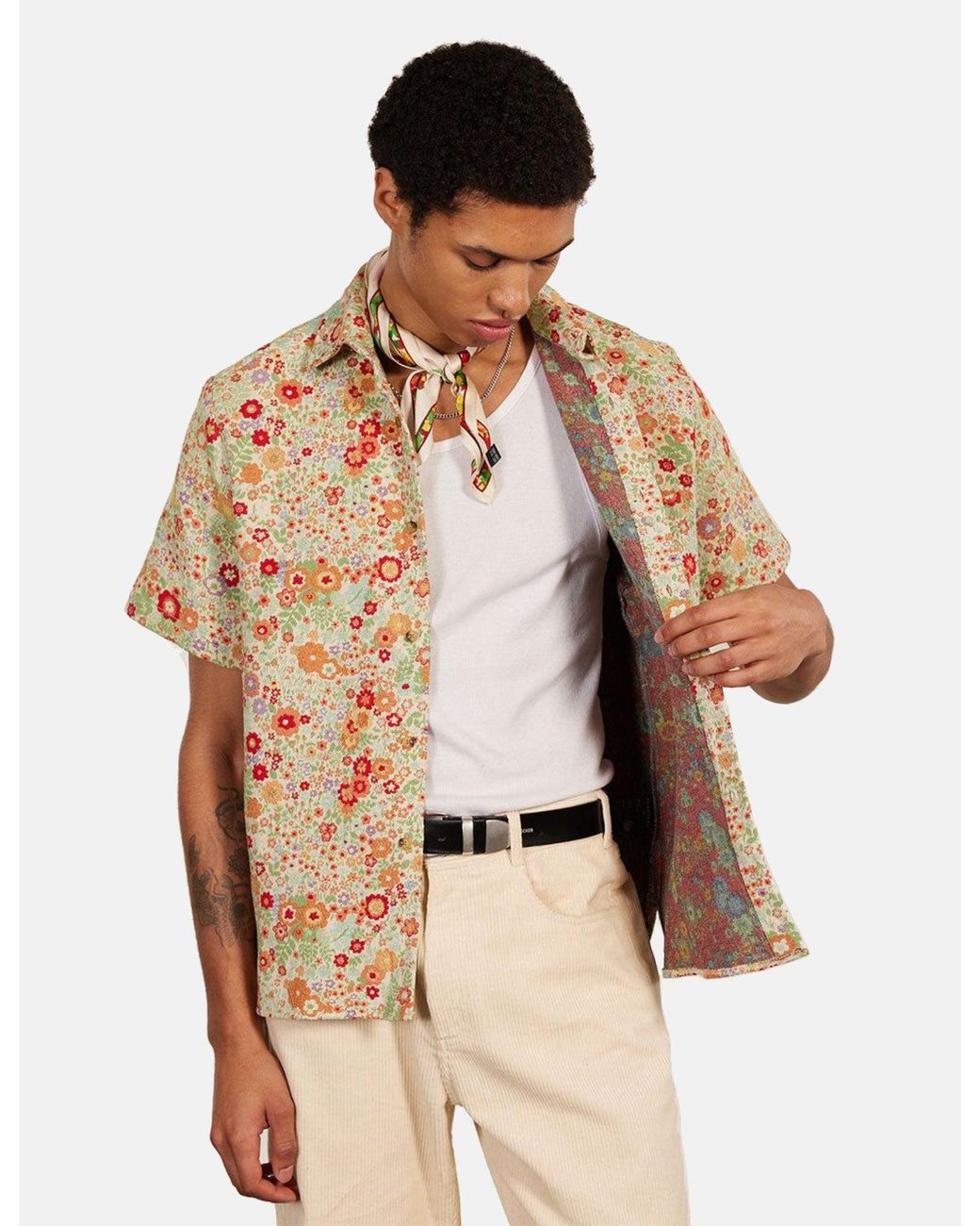 Percival Natural Clerk Floral Shirt for men