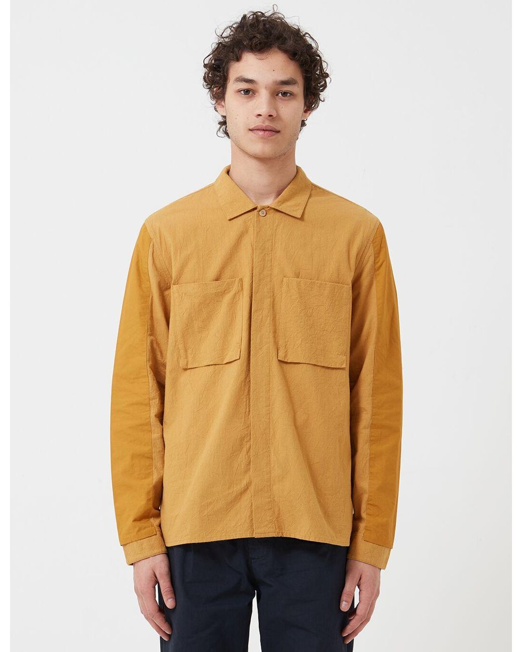 Folk Blue Folk Overlay Overshirt for men