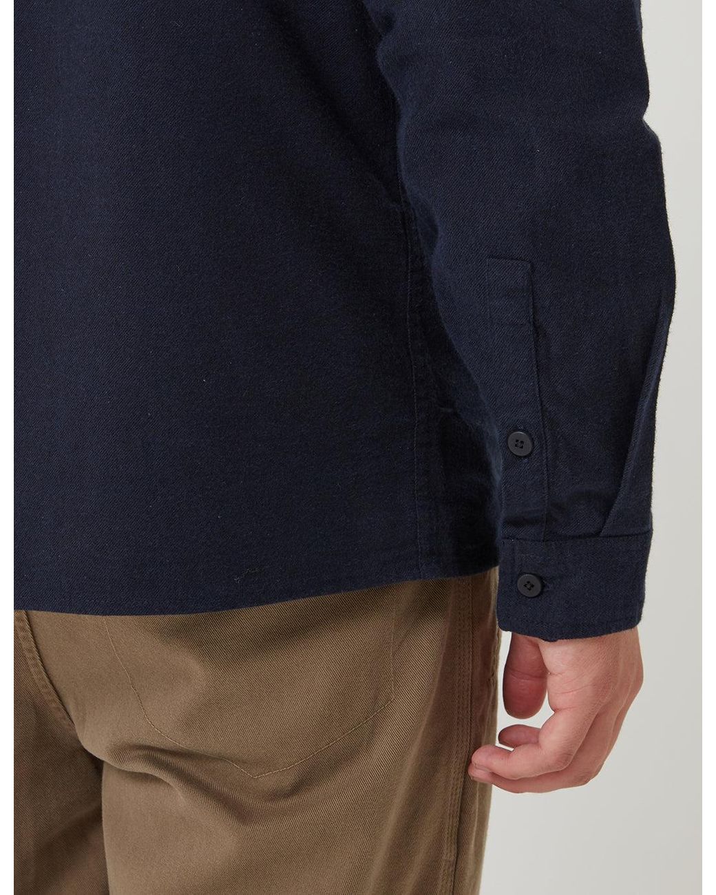 Folk Blue Folk Patch Shirt (Flannel Cotton) for men