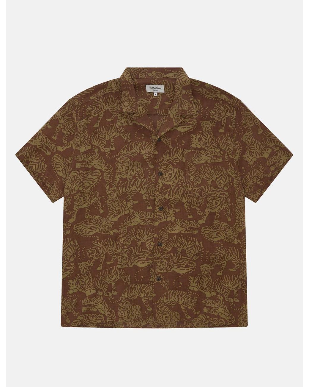 YMC Brown Tiger Malick Shirt for men