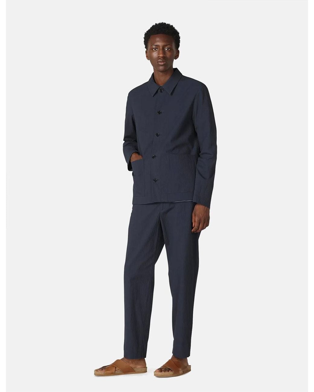 A.P.C. Blue Martin Jacket (Seersucker) for men