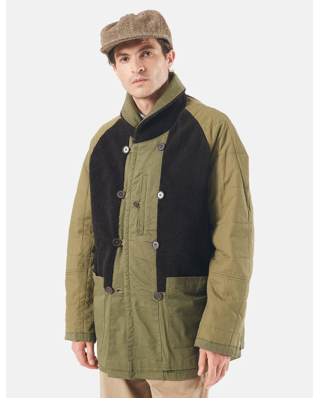 Universal Works Green Reversible Mackinaw Jacket for men