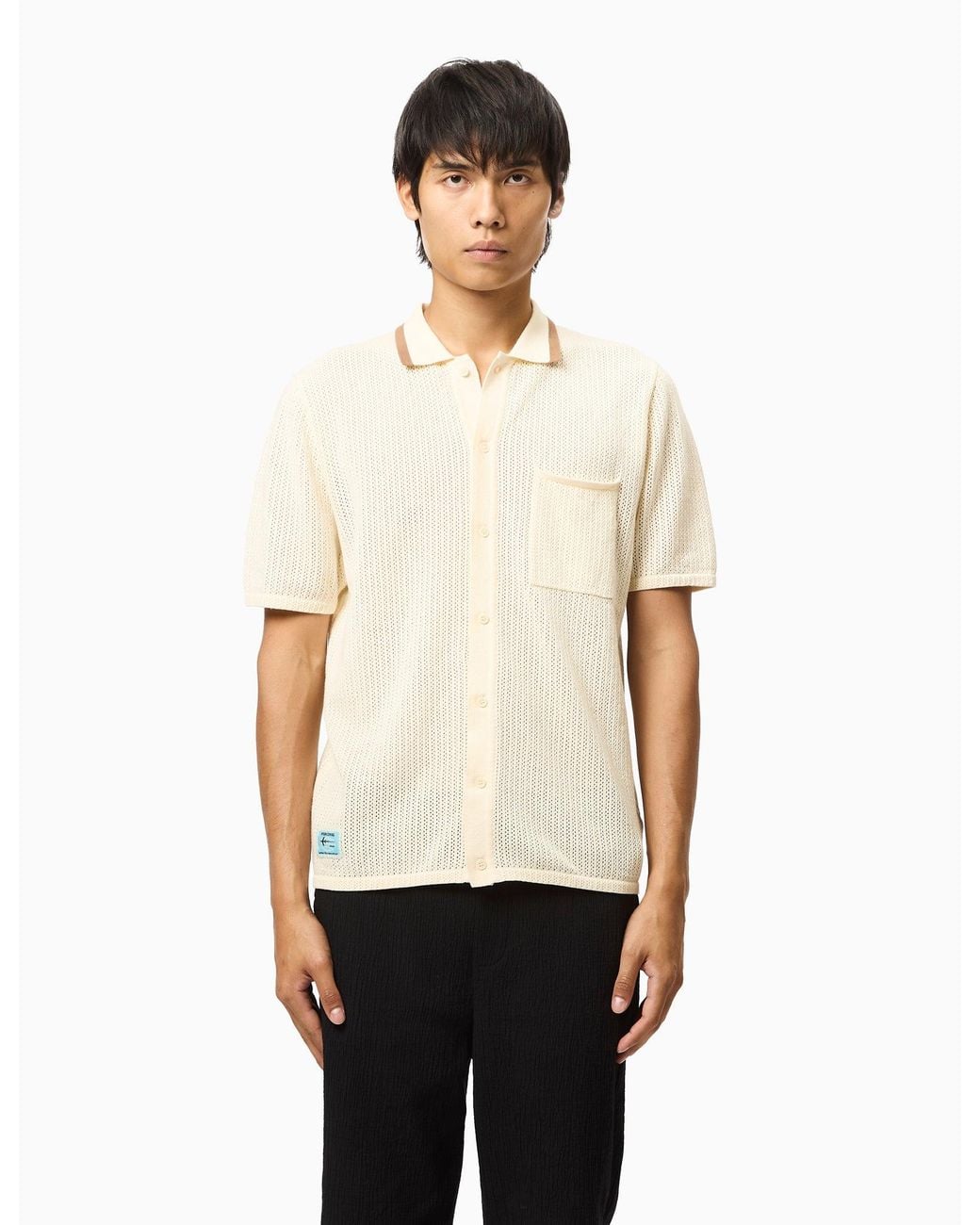 Percival White Alfie Knitted Polo (Cotton) for men