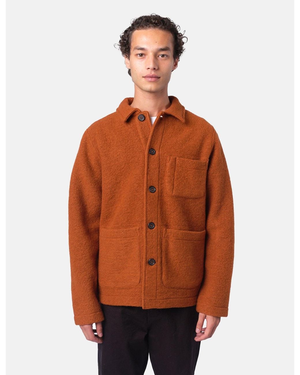 Universal Works Orange Field Jacket (Wool Fleece) for men