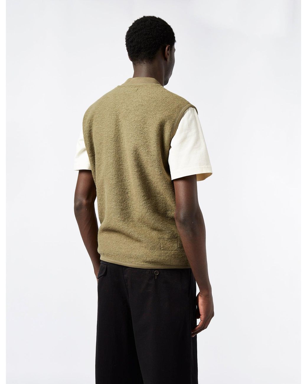 Universal Works Green Zip Waistcoat (Wool) for men
