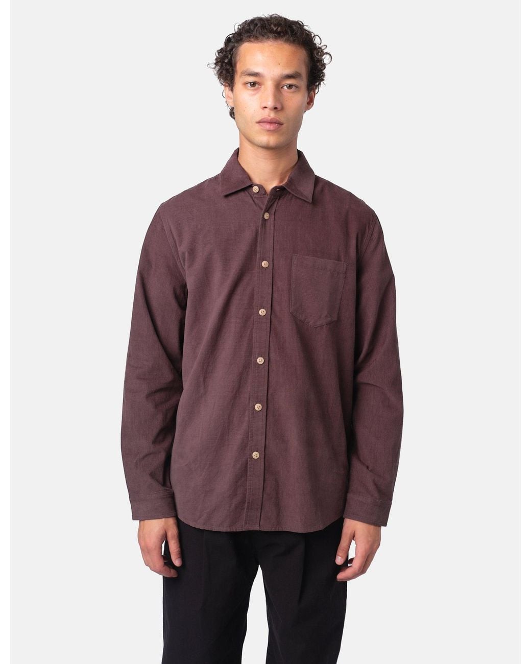 Folk Purple Direction Baby Cord Shirt for men