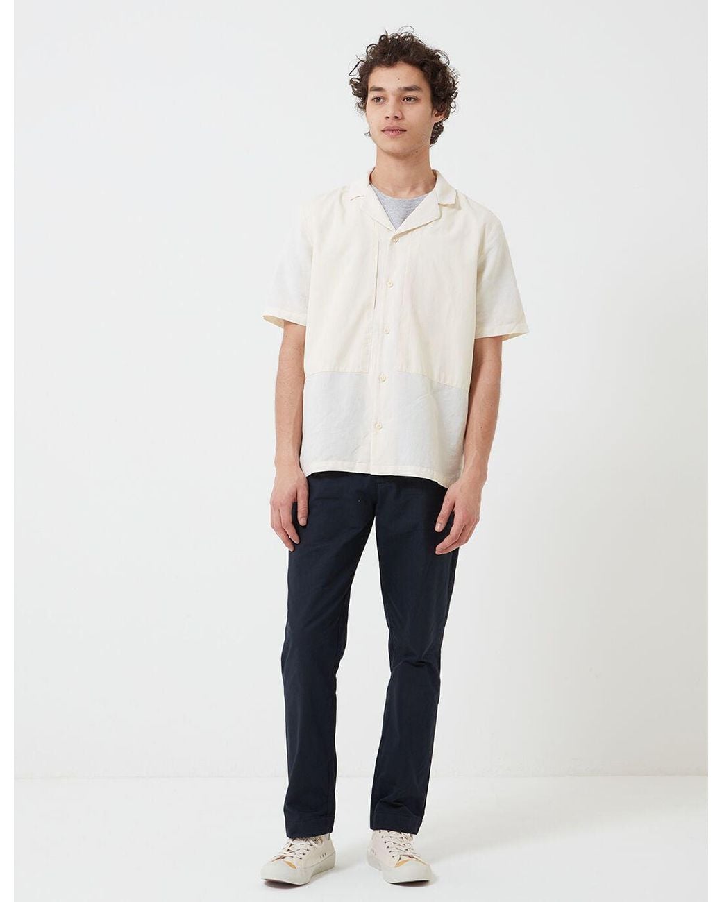 Folk White Folk Overlay Short Sleeve Shirt for men