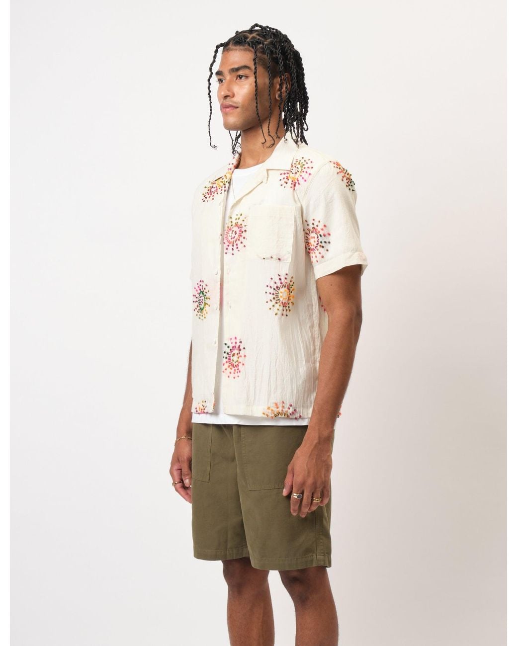 BHODE White Knot Sun Hand Embroidered Shirt for men