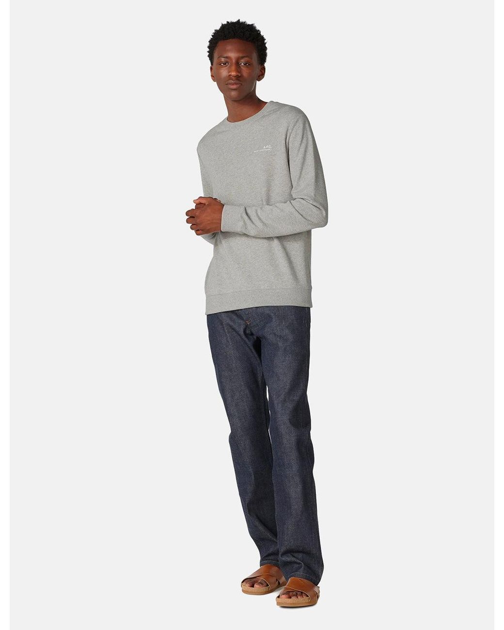 A.P.C. Gray Chest Logo Sweatshirt (39 Rue Madame) for men