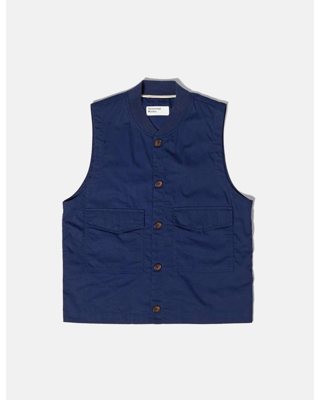 Universal Works Blue Watchman Waistcoat for men