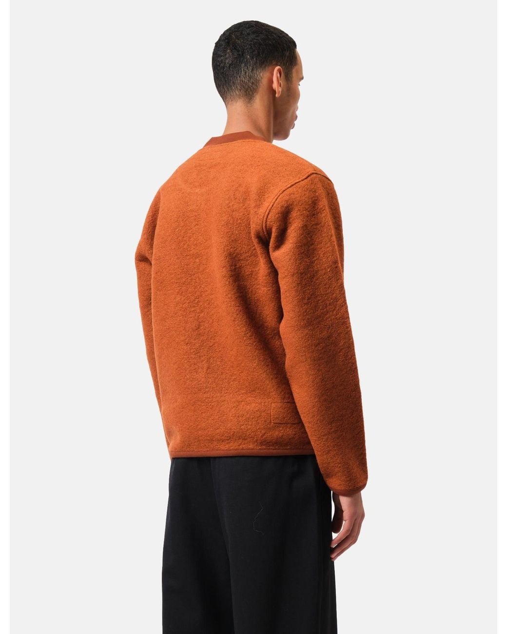 Universal Works Orange Zip Bomber Jacket (Wool Fleece) for men