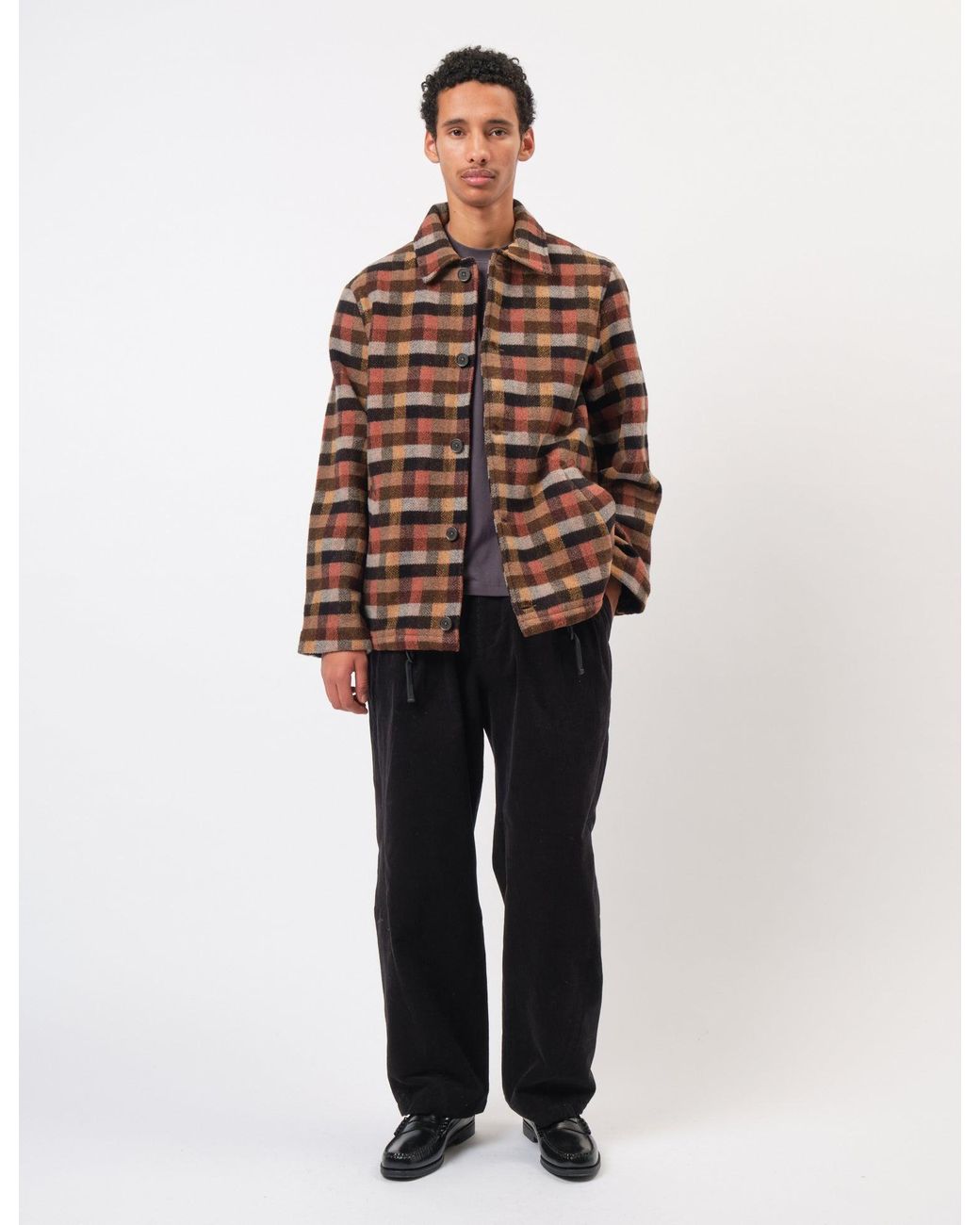 Universal Works Brown Wayfarer Jacket (Merino Checkerboard) for men