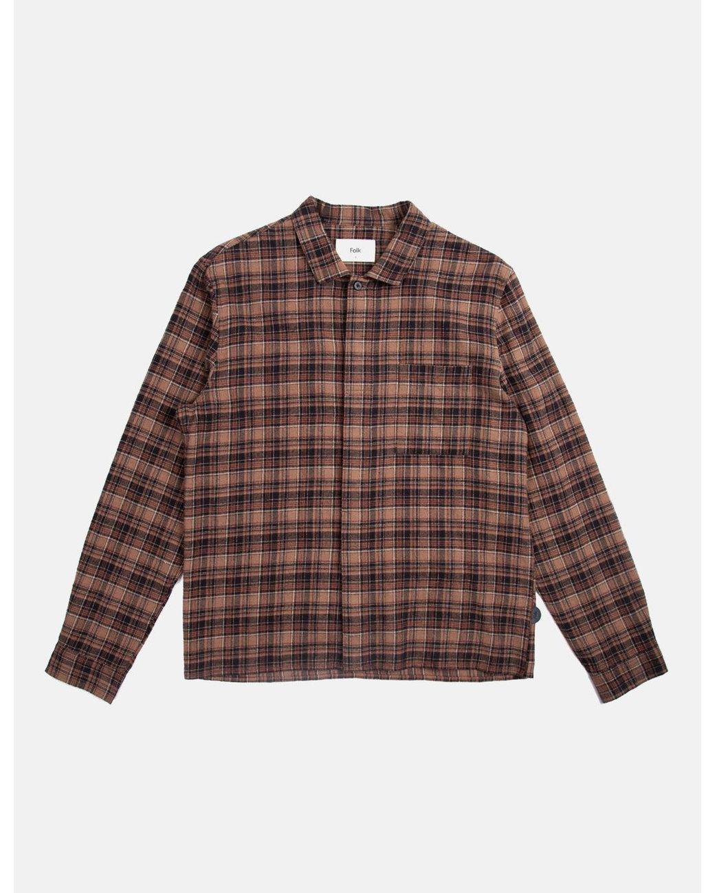 Folk Brown Folk Patch Shirt (Check) for men