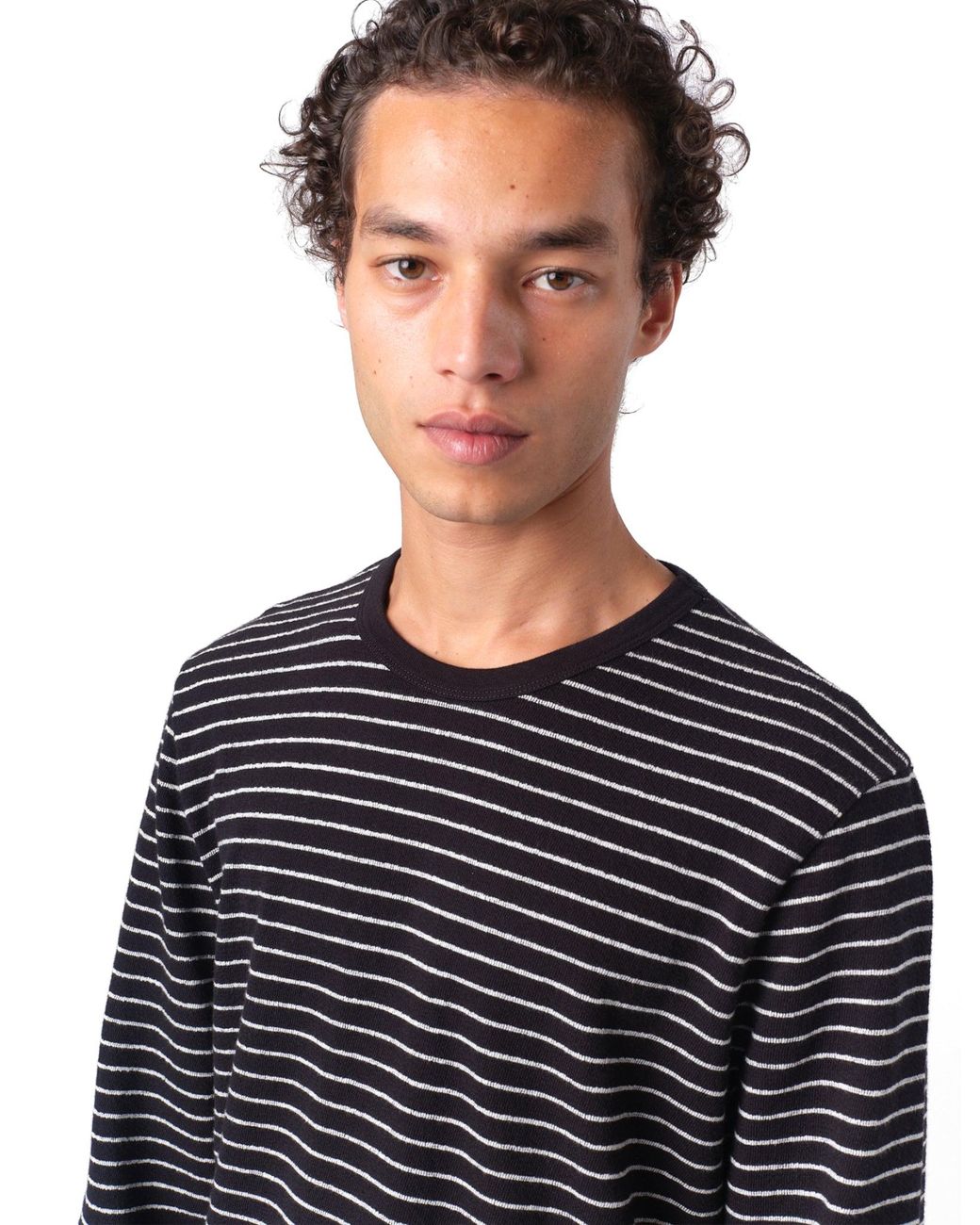 Folk Blue Textured Stripe Long Sleeve T-Shirt for men