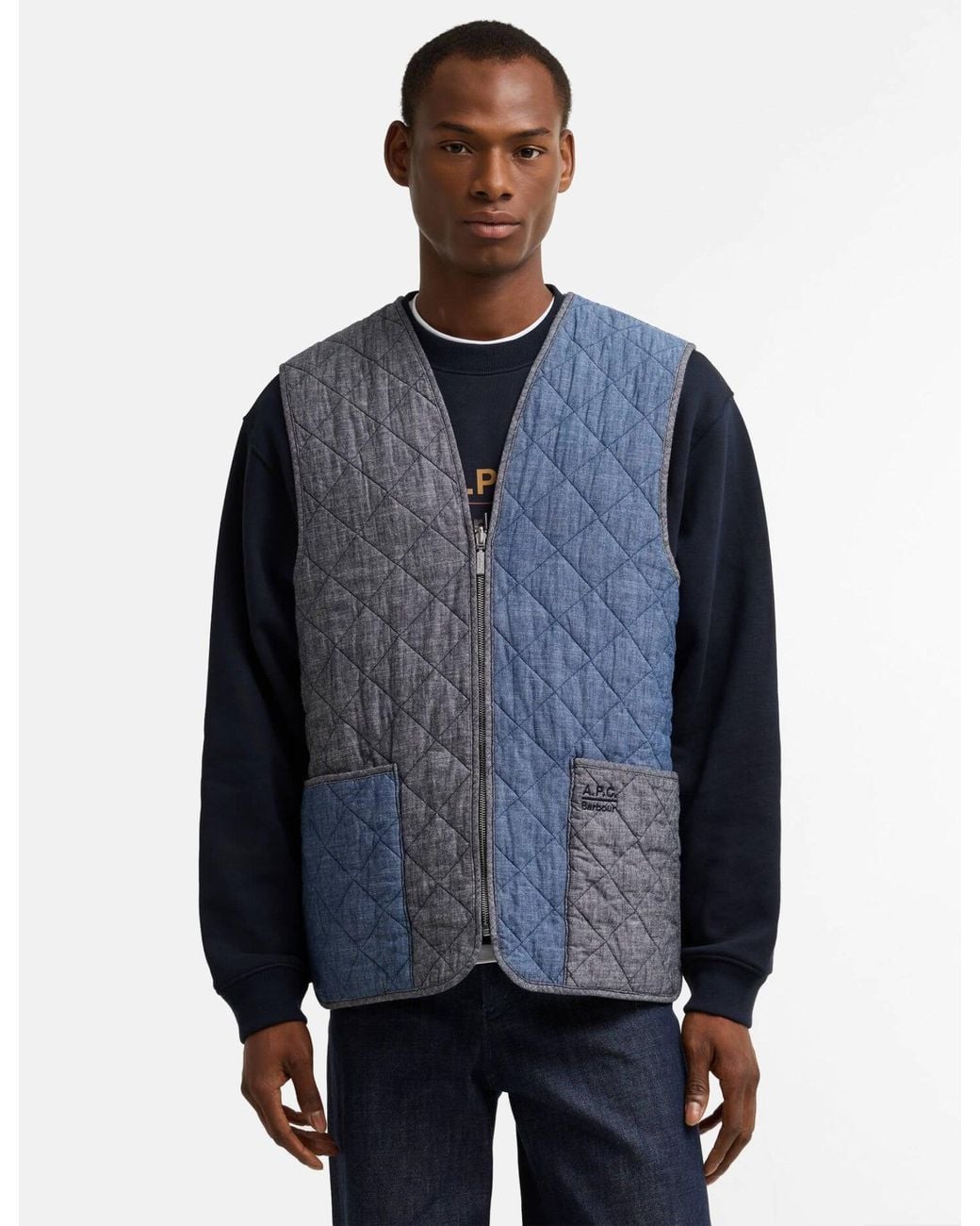 Barbour Blue X A.P.C. Zip Liner Vest for men