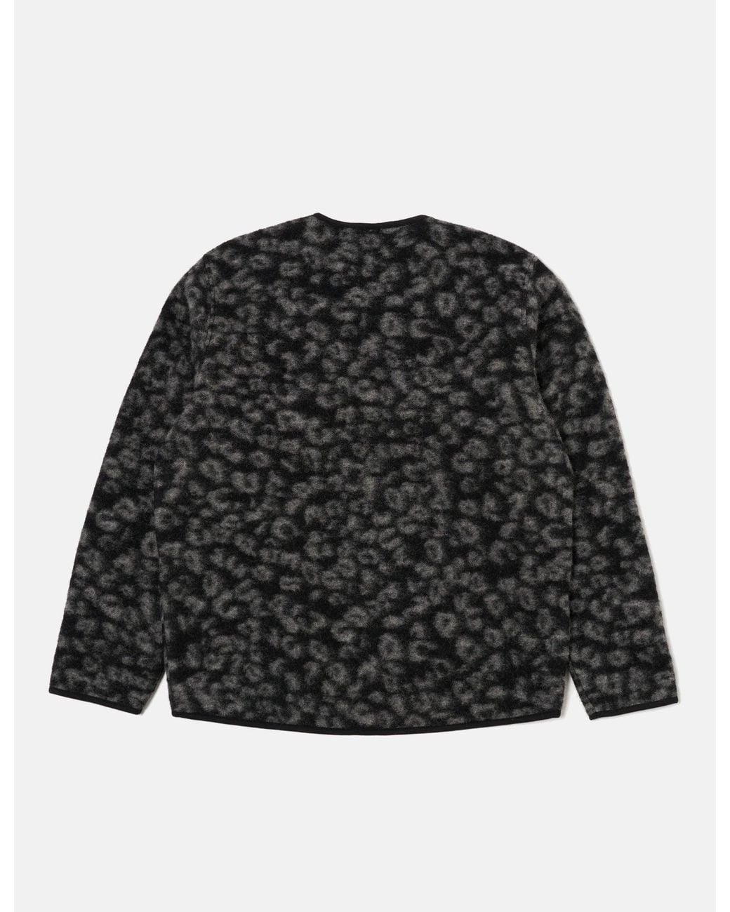 Universal Works Gray Zip Liner Fleece Jacket (Leopard) for men