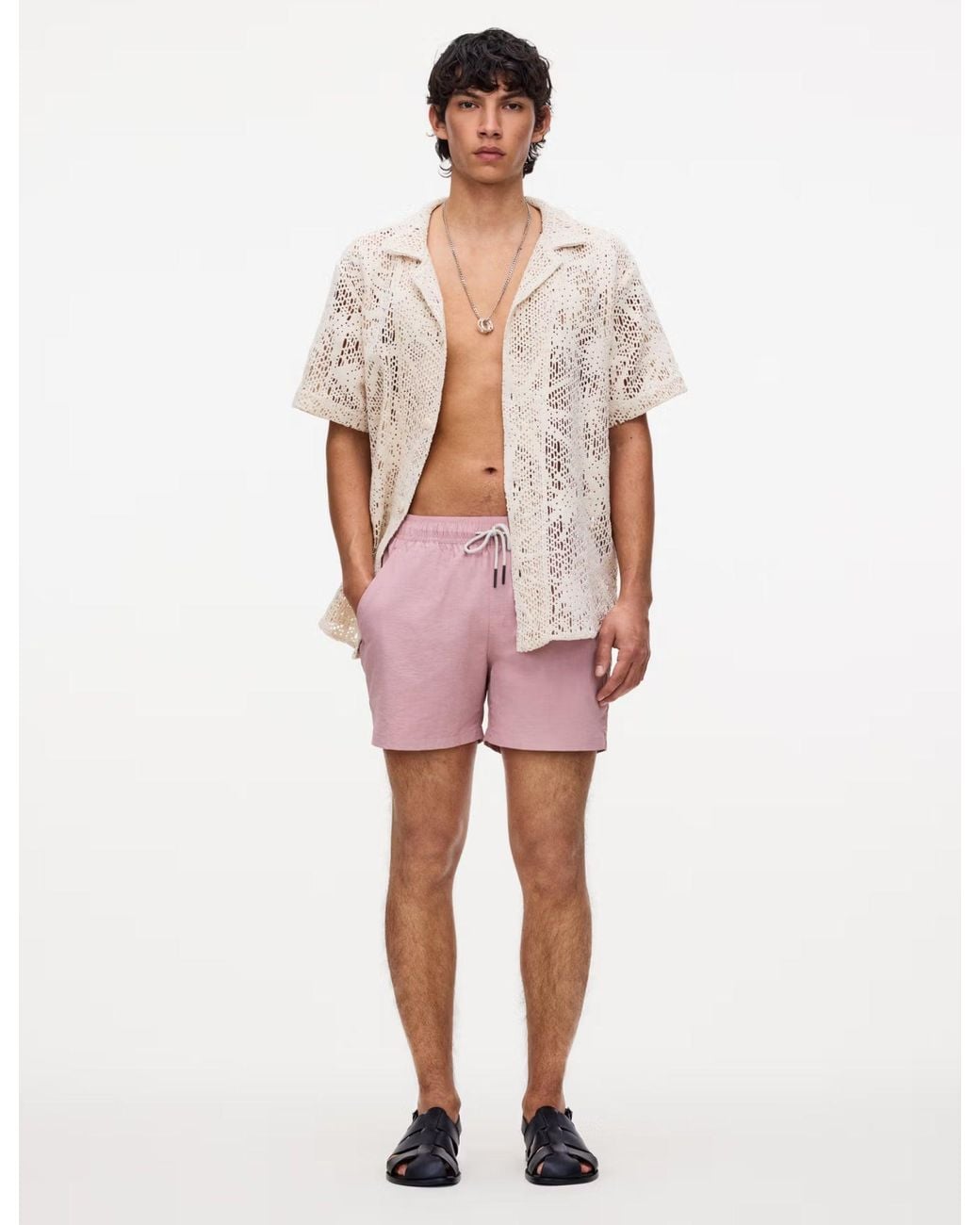 Oas Pink Blush Nylon Swim Shorts for men