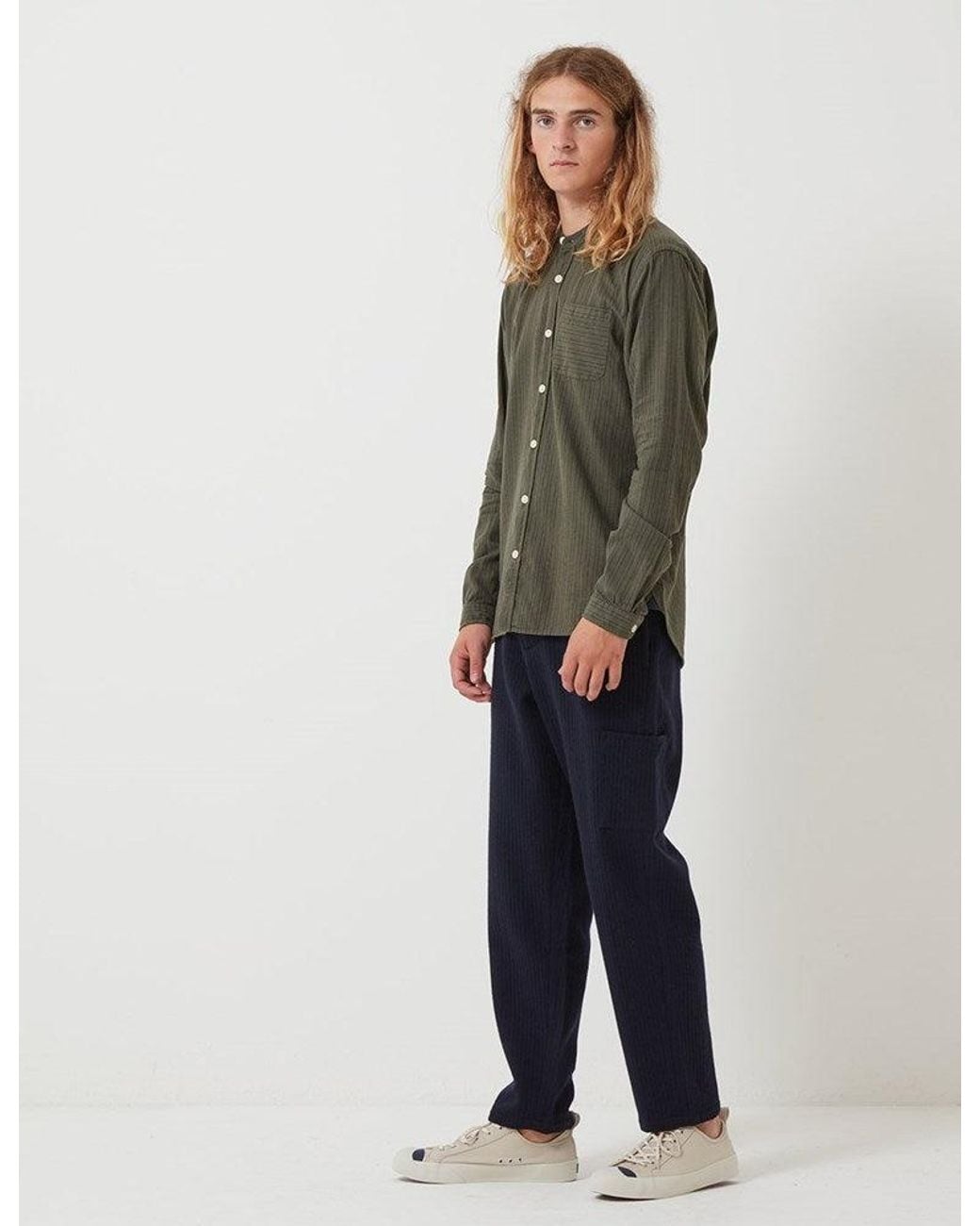 Oliver Spencer Green Grandad Shirt for men