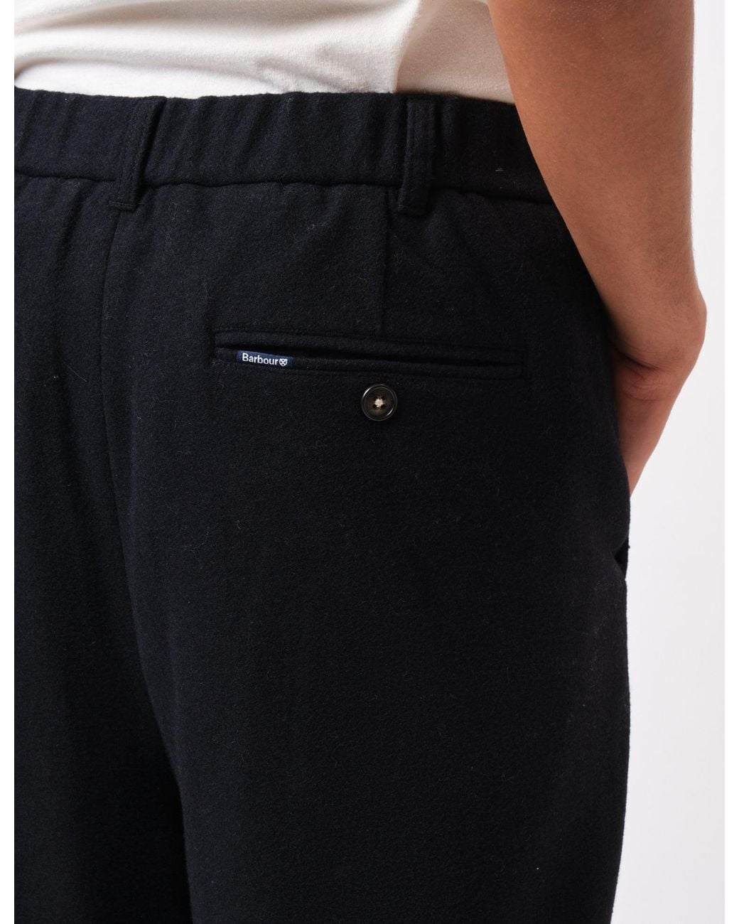 Barbour Black Wool Blend Relaxed Trousers for men