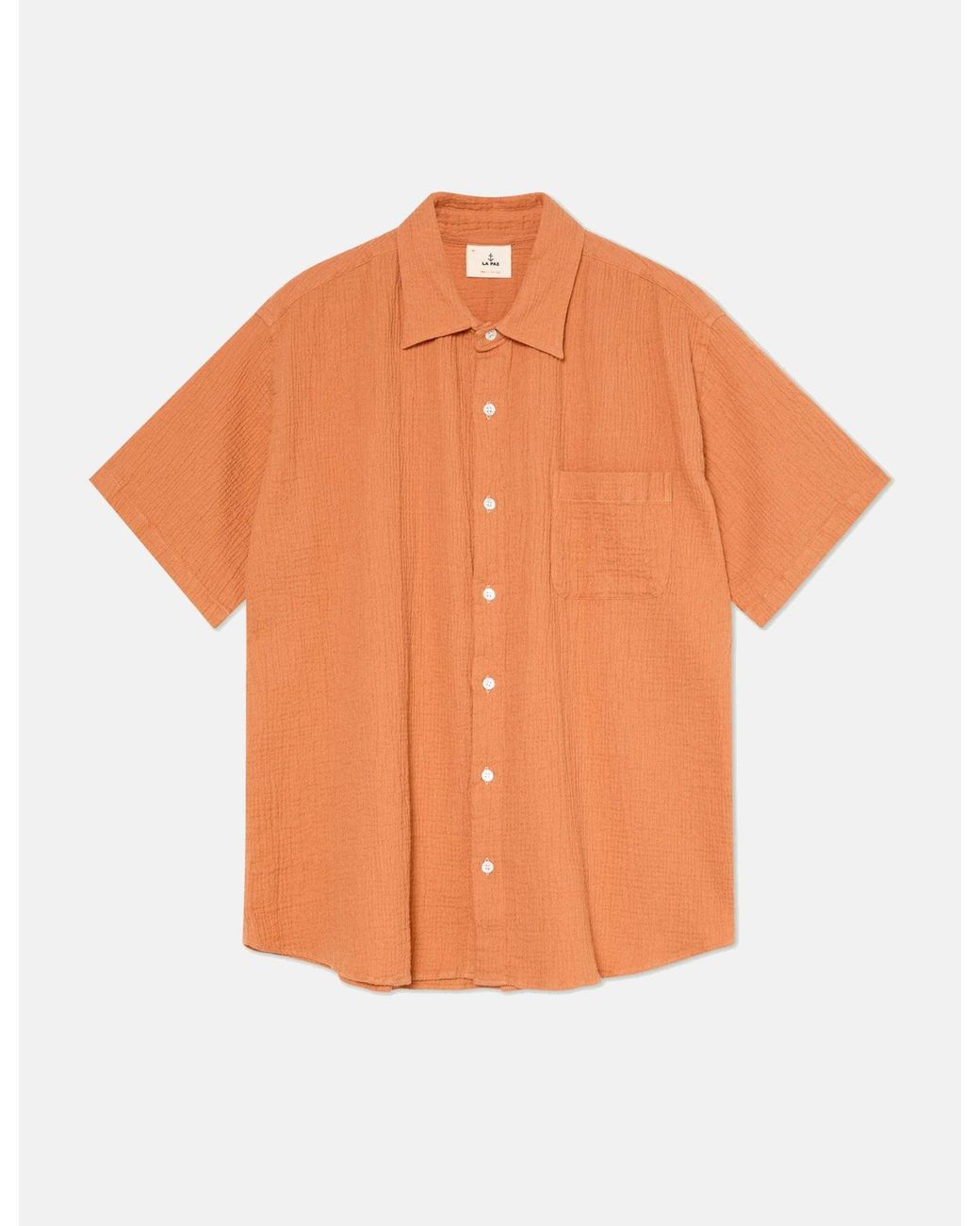 Laz Paz Orange La Paz Roque Grandpa Baggy Shirt for men