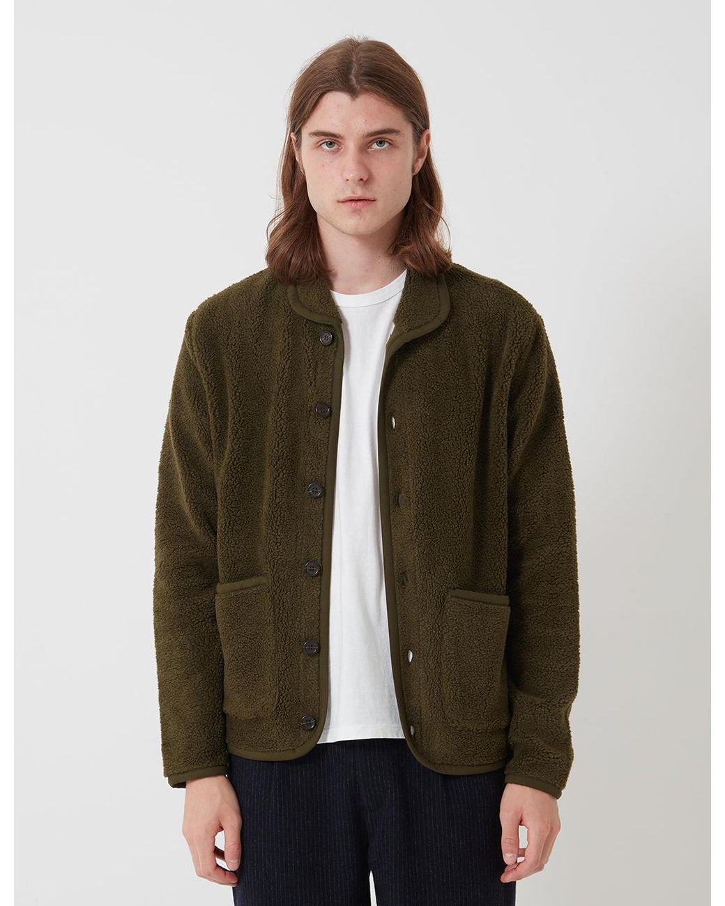 Universal Works Green Lancaster Jacket (Mountain Fleece) for men
