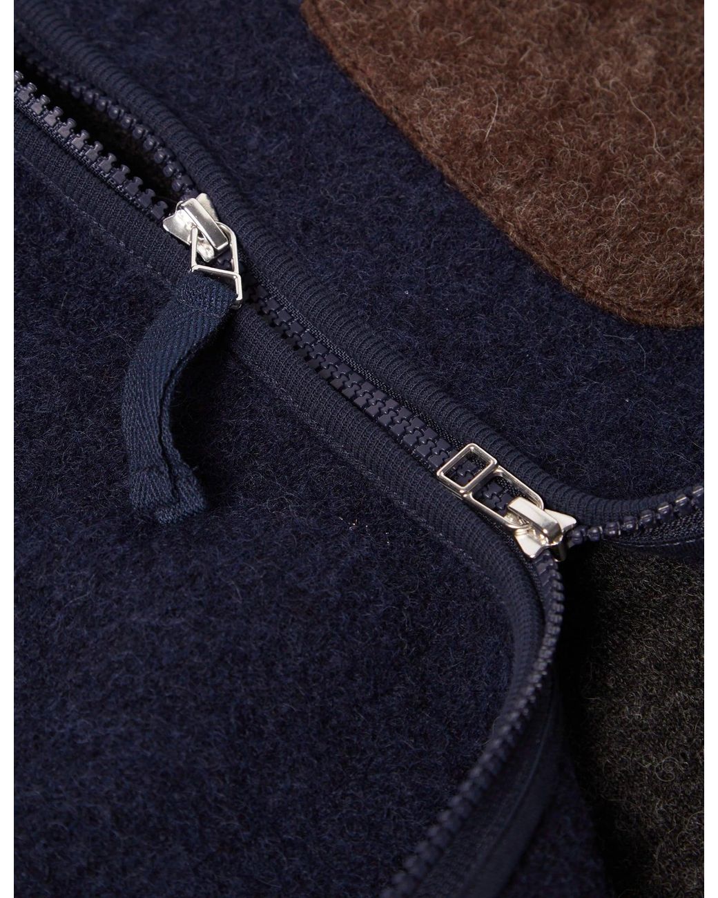 Universal Works Blue Mixed Zip Gilet for men