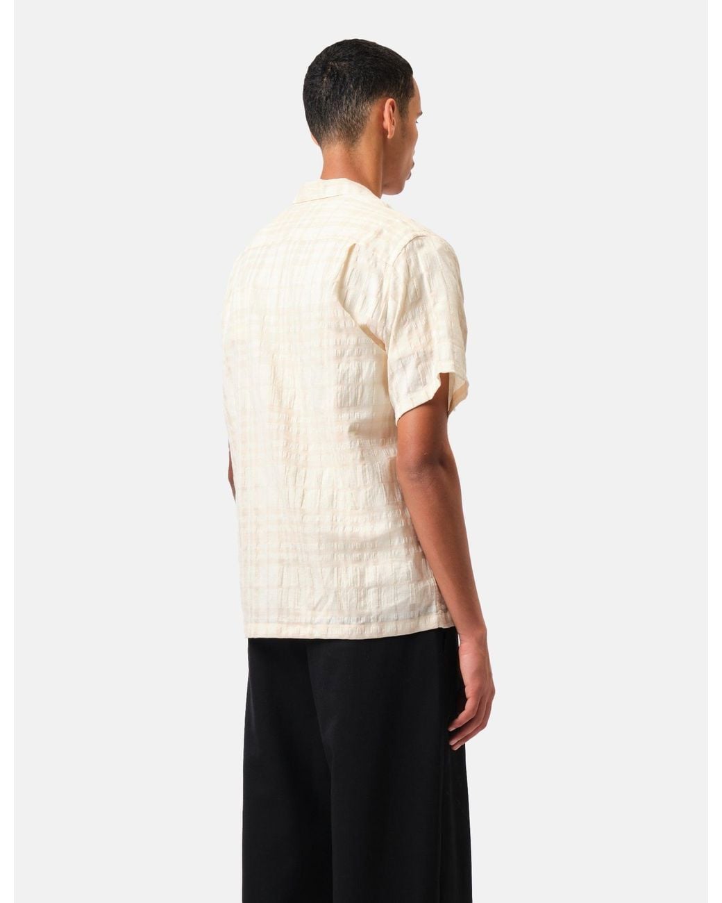 Portuguese Flannel White Malcom Short Sleeve Shirt for men
