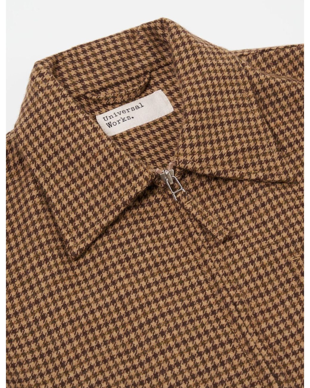 Universal Works Brown Rose Bowl Jacket (Houndstooth Tweed) for men