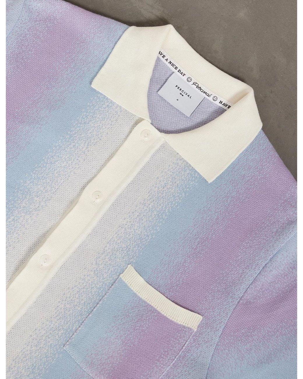 Percival White Ombre Knitted Shirt (Organic Cotton) for men