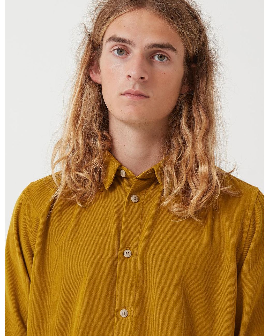 Folk Yellow Folk Baby Cord Shirt for men