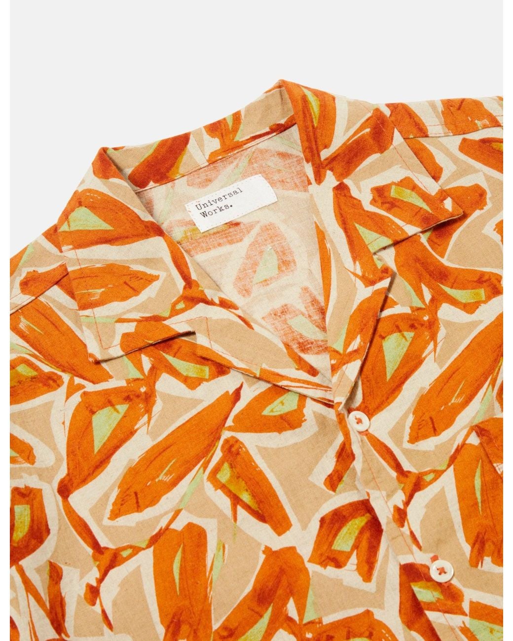 Universal Works Orange Minari Shirt Artist (Linen/Cotton) for men