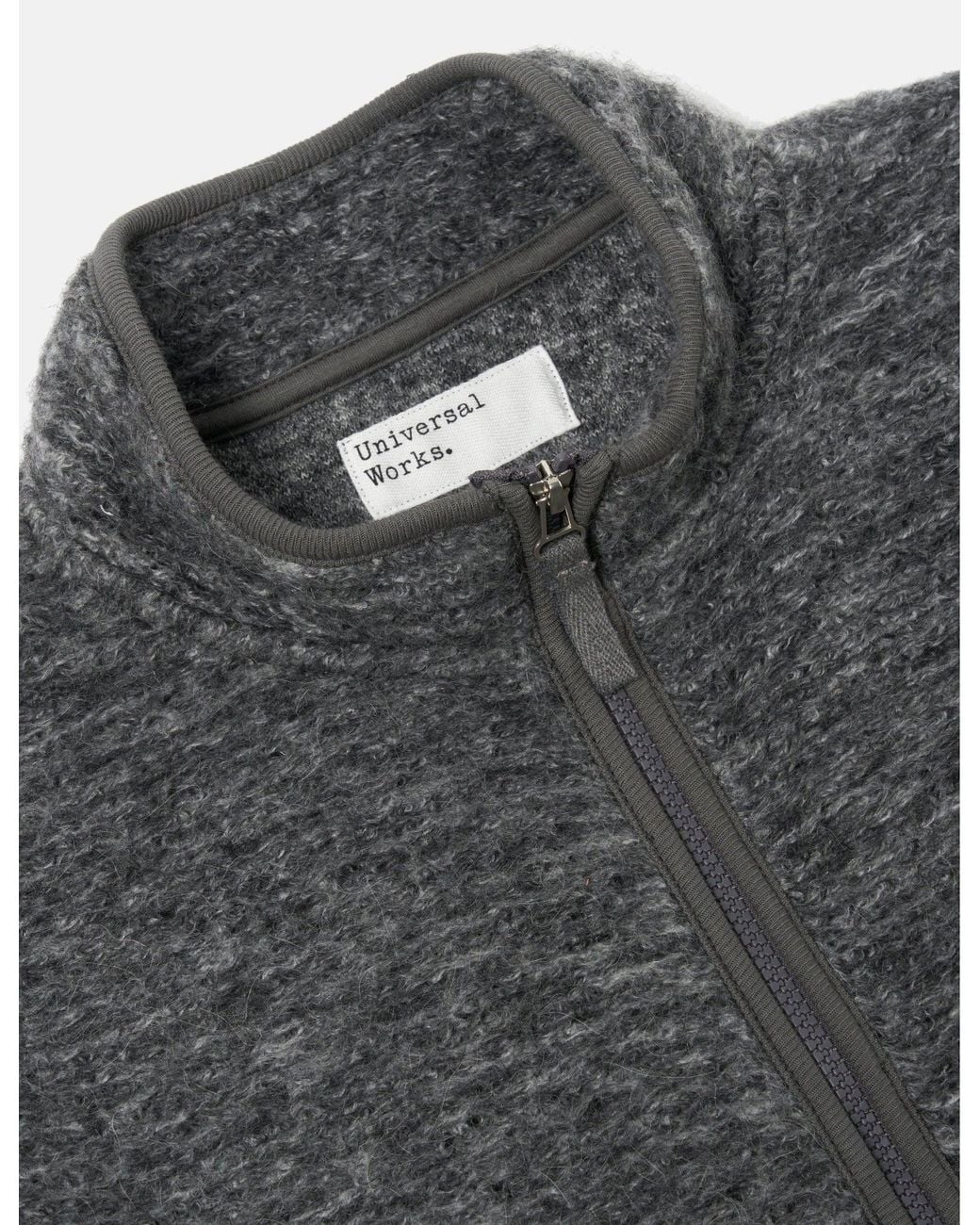 Universal Works Gray Climbing Jacket (Teddy Fleece) for men