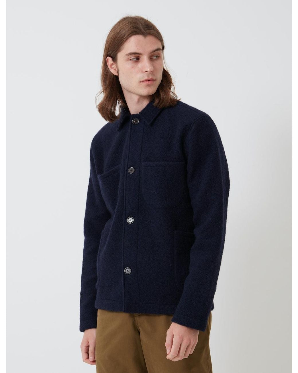 Universal Works Blue Lumber Jacket (Wool Fleece) for men
