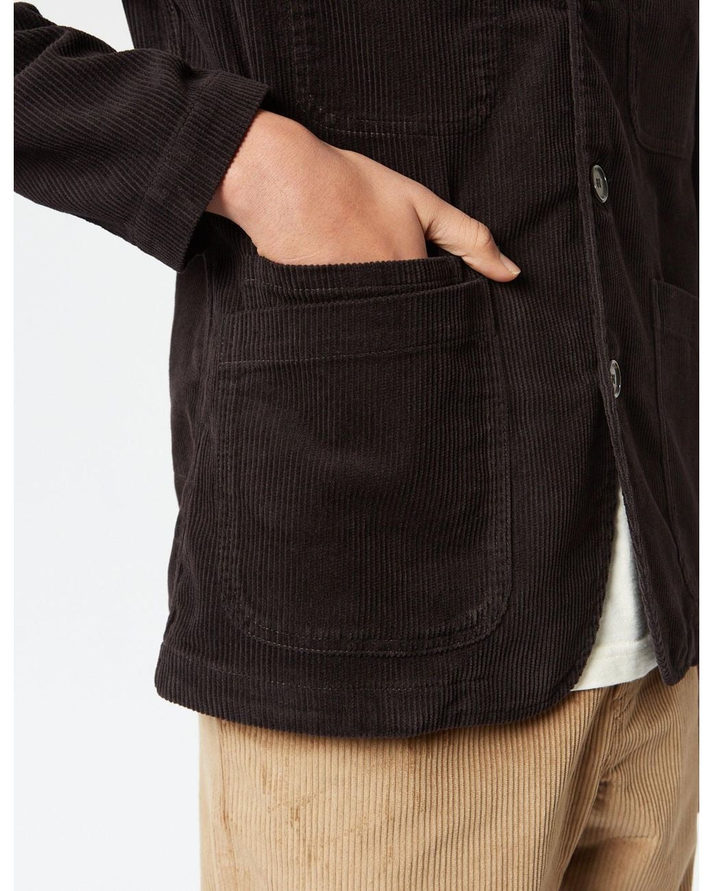 Universal Works Black Bakers Chore Jacket (Cord) for men