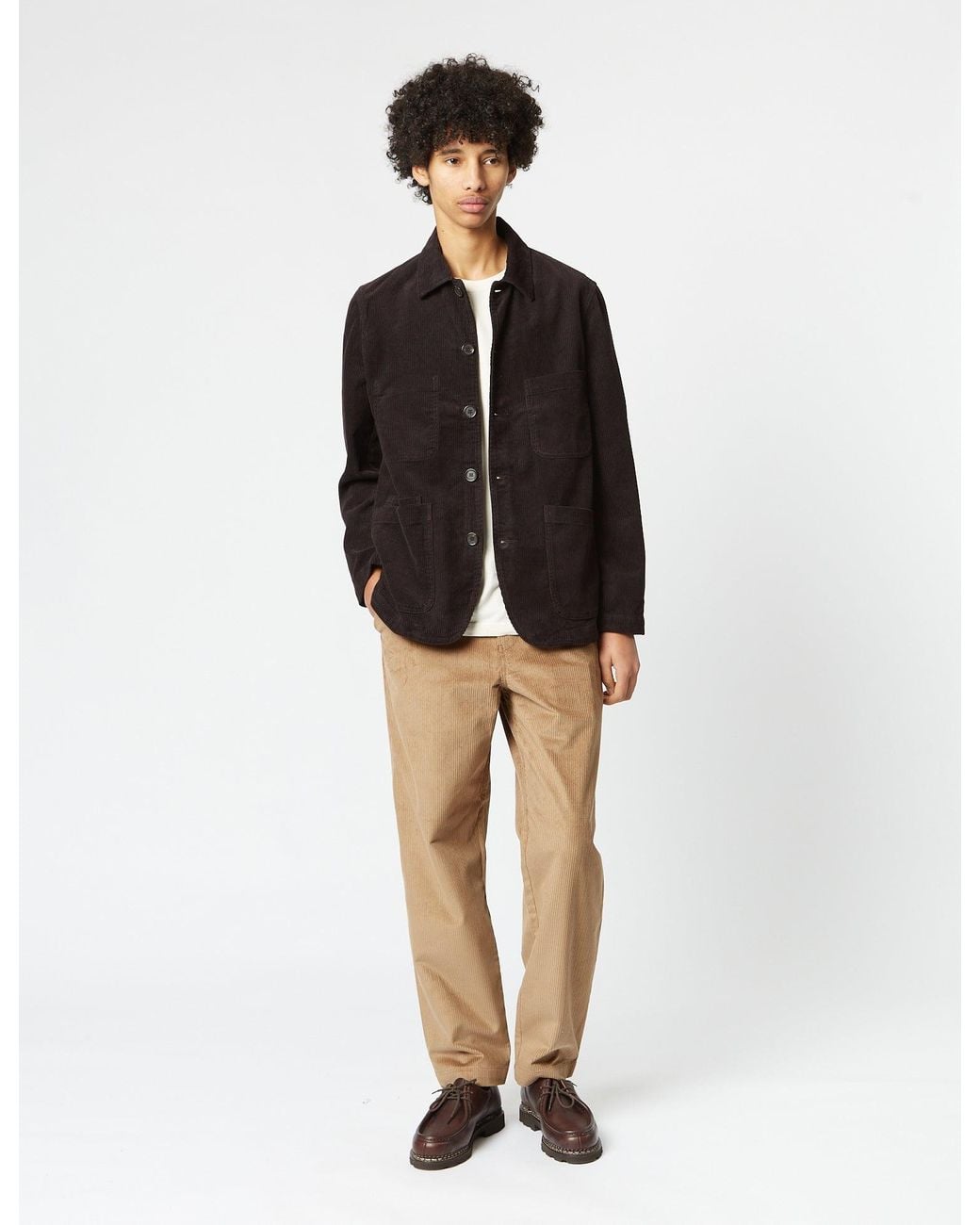 Universal Works Black Bakers Chore Jacket (Cord) for men